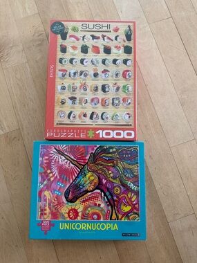 2 NEW in Sealed box Sushi and Unicorn 1000 piece Puzzle